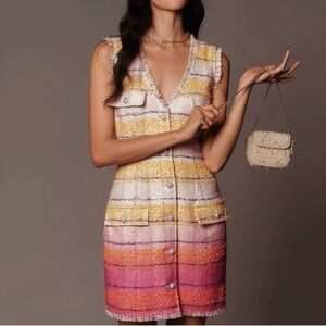 Multicolor Sleeveless Tweed Dress